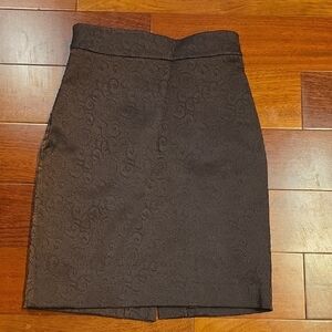 Jigsaw Brown Blue Damask Textured Pencil Skirt